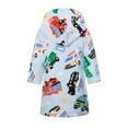 thumbnail image 3 of Odeerbi Toddler Boys Girls Flannel Bathrobes Kids Soft Hooded Sleepwear Cartoon Print Night-robe Kids Flannel Hooded Bathrobe Toddler Plush Robes With Belt Light Blue 2 Years, 3 of 8