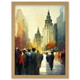 thumbnail image 1 of Autumn On Wall Street New York City Painting Artwork Framed Wall Art Print A4, 1 of 4