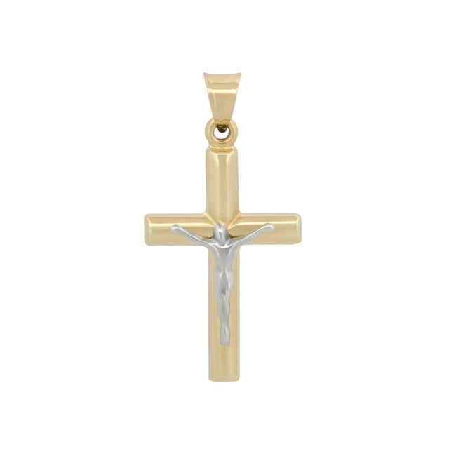 Dije Cristo Tubular 2.1 cm por 2.5 mm Oro Sólido 14k