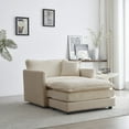 thumbnail image 2 of CoSoTower Modern Accent Chair with Ottoman, Living Room Club Chair Chenille Upholstered Armchair , Reading Chair for Bedroom, Beige Chenille, 2 of 9
