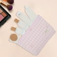 thumbnail image 4 of Unique Bargains 1 Pc Lightweight Clutch Checkered Bow Embroidery Large Makeup Bag for Vacation Pink Canvas, 4 of 6