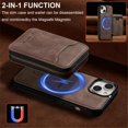 thumbnail image 7 of 2 In 1 Detachable Leather Wallet and Phone Cases Compatible With IPhone 14 Plus 6.7" Wallet Case Zipper Pocket MagSafe Magnetic Phone Cases,Coffee,For iPhone 14 Plus, 7 of 7