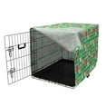 thumbnail image 3 of Spring Dog Crate Cover, Repetitive Daisy Strawberry Leaves Blossoms Illustration, Easy to Use Pet Kennel Cover Small Dogs Puppies Kittens, 7 Sizes, Dark Coral Lime Green, by Ambesonne, 3 of 6