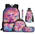 thumbnail image 2 of Bulopur Galaxy Pink Dragon Kids Backpack Set 5 Pcs Kawaii Book Bag with Lunch Bag, Pencil Case, Water Bottle Cover and Wrist Strap for Girls Ages 6-12, 2 of 8