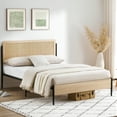 thumbnail image 3 of CazToi Queen Size Platform Bed with Rattan Headboard Metal Frame & Under Bed Storage No Box Spring Needed, 3 of 8