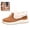 Camel, variant on Womens Platform Moccasins Bow Decor Warm Slip On Ankle Boots Thick Sole Casual Winter Shoes for Daily Outdoor Wear