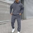 thumbnail image 2 of sususu Men's Casual Suit Jacket,Graphic Print Hooded Sweatshirt and Jogger Set Modern Streetwear Outfit for Men With Comfort Fit - Grey, 2 of 4