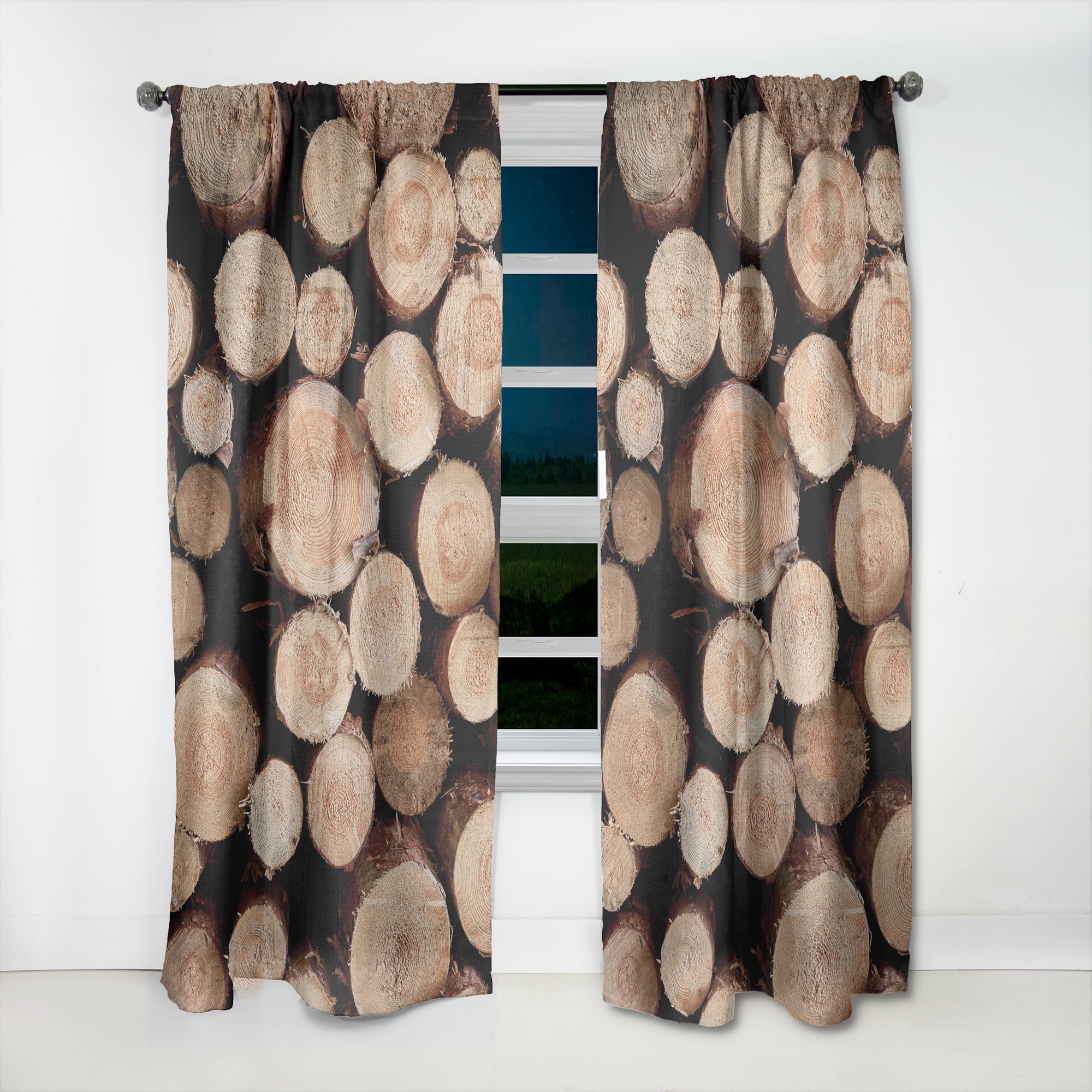 Designart 'Concentric Circle Of Firewood Log' Traditional Curtain Panel