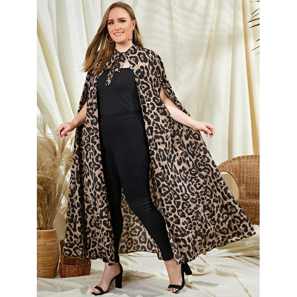 OLRIK Clothing - Women's Plus Size Front Clock Sleeve Leopard Kimono - Walmart.com - Walmart.com