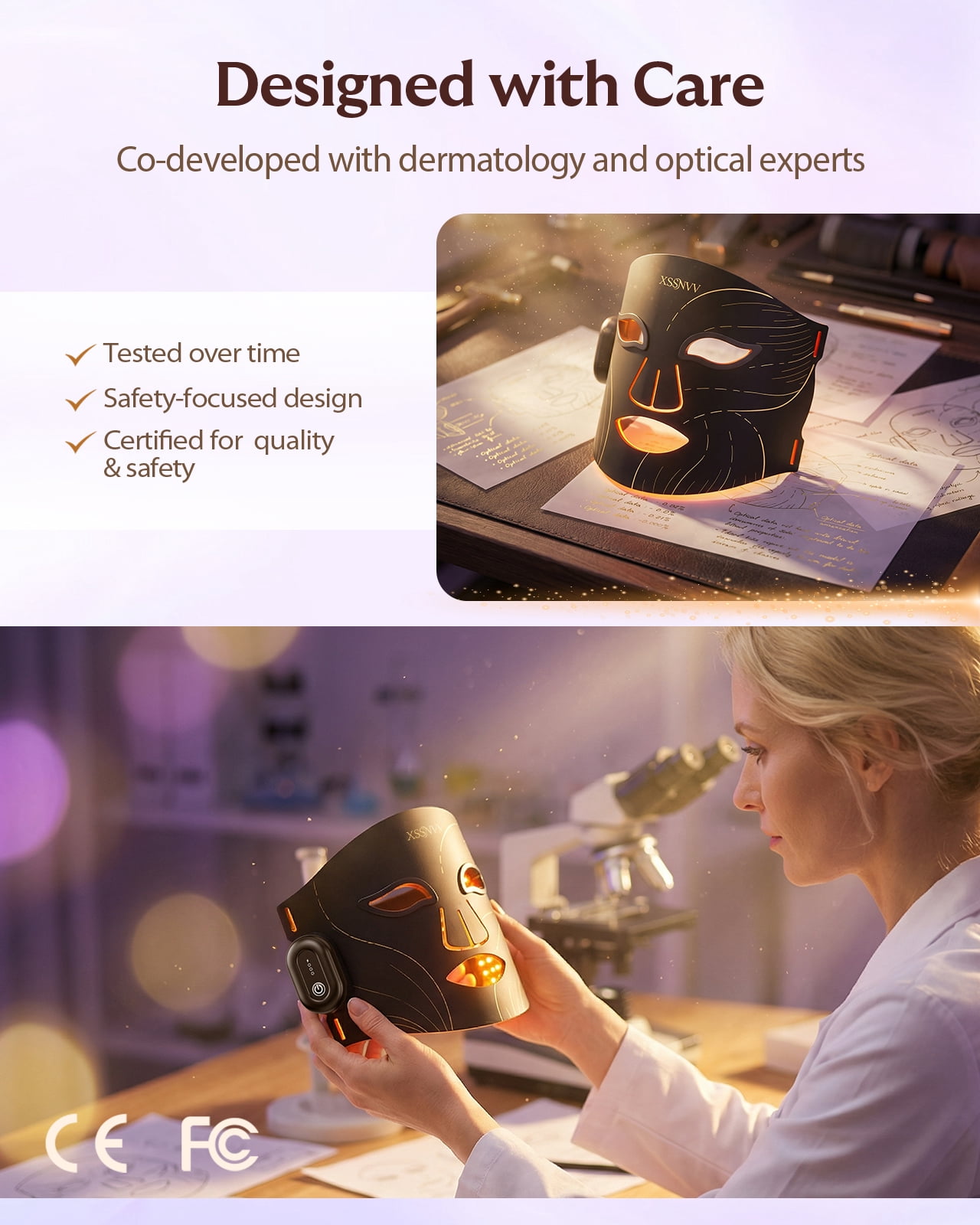 XSSNVV Red Light Therapy Face Mask, 4 Modes Portable LED Face Mask, Wireless 850NM Infrared Light Therapy Mask for Face, Home & Travel, Black