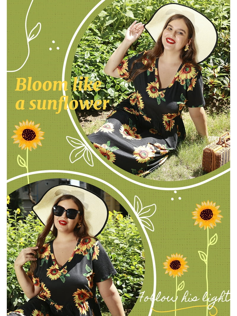 short black sunflower dress ZAFUL Sunflower Print Tie Shoulder Backless Dress In BLACK