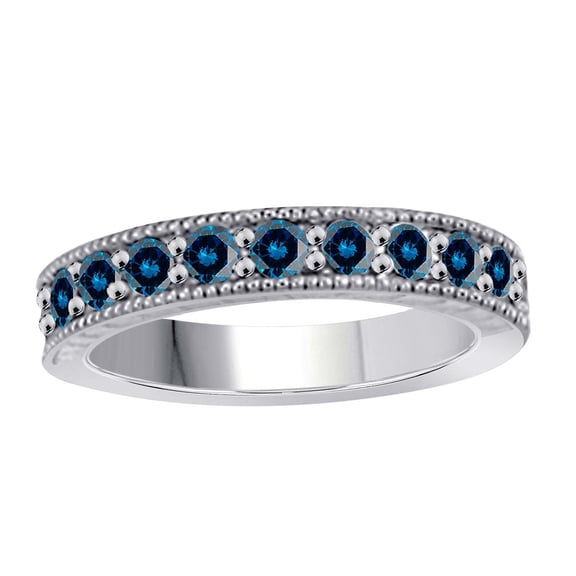 Aonejewelry 1.50 Ct. Ctw Channel Prong Setting Blue Diamond Wedding Band In 10K Solid White Gold