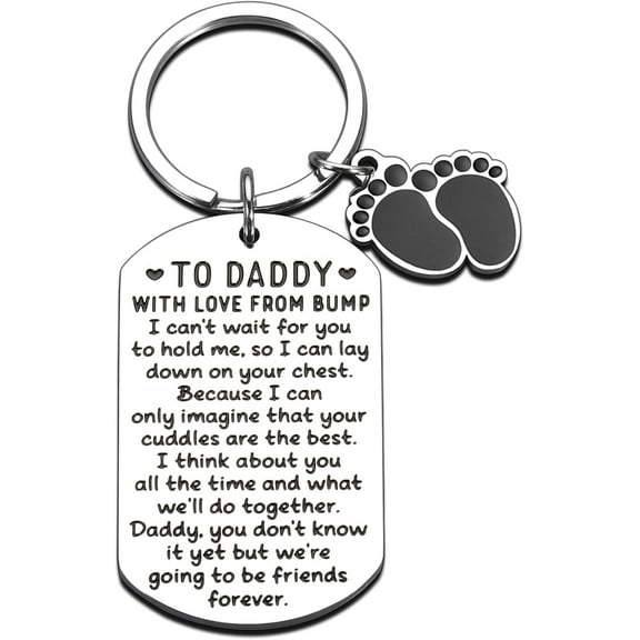 New Dad Gifts for Husband from Wife Baby Shower Bump Gift for New Dad Gifts for Men First Fathers Day First Time Dad to Be Gift Father to Be Keychain Christmas from Newborn Baby Boy Girl Gender Reveal