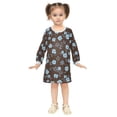 thumbnail image 2 of Girls' long-sleeved dress Blue Flower Girls' A-line dress with ribbed cuffs Soft and comfortable, 2 of 6