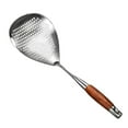 thumbnail image 4 of Skimmer Cuchara ranurada Colador de alimentos Colador de cocina anti escaldado Cuchara para freír en la cocina  Pasta Freír mango color madera mayimx Cuchara ranurada para espumadera, 4 of 9