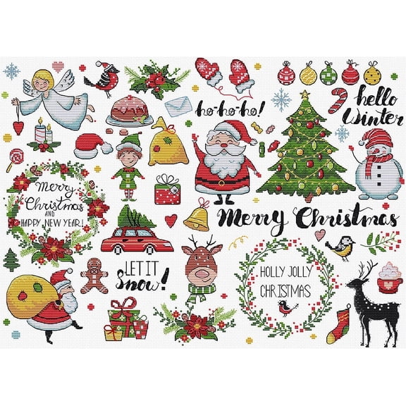 Wizardi Counted Cross Stitch Kit - Christmas Sampler L9928 Letistitch