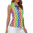thumbnail image 4 of Whosucclay Rainbow Stripes with Bones Women's Sleeveless Golf Shirt for Ladies Elastic Half Zip Relaxed Womens Golf Shirt XS - 2XL, 4 of 8