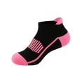 thumbnail image 2 of 1 Pair Neon Striped Ankle Socks for Men, Breathable Mesh Low Cut Athletic Crew - Thin Moisture Wicking Running Sock with Color Block Design Pink, 2 of 4