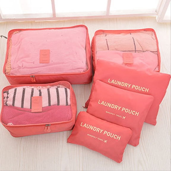 FONDOTIN 6pcs Travel Packing Bag Organizer Set, Nylon Mesh Zipper Cubes for