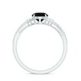 thumbnail image 2 of Rosec Jewels Real Black Opal Diamond Engagement Ring for Women - 6 mm Round Opal Ring - AAA Quality - with Jewelry Box, 14K White Gold, US 11.50, 2 of 10