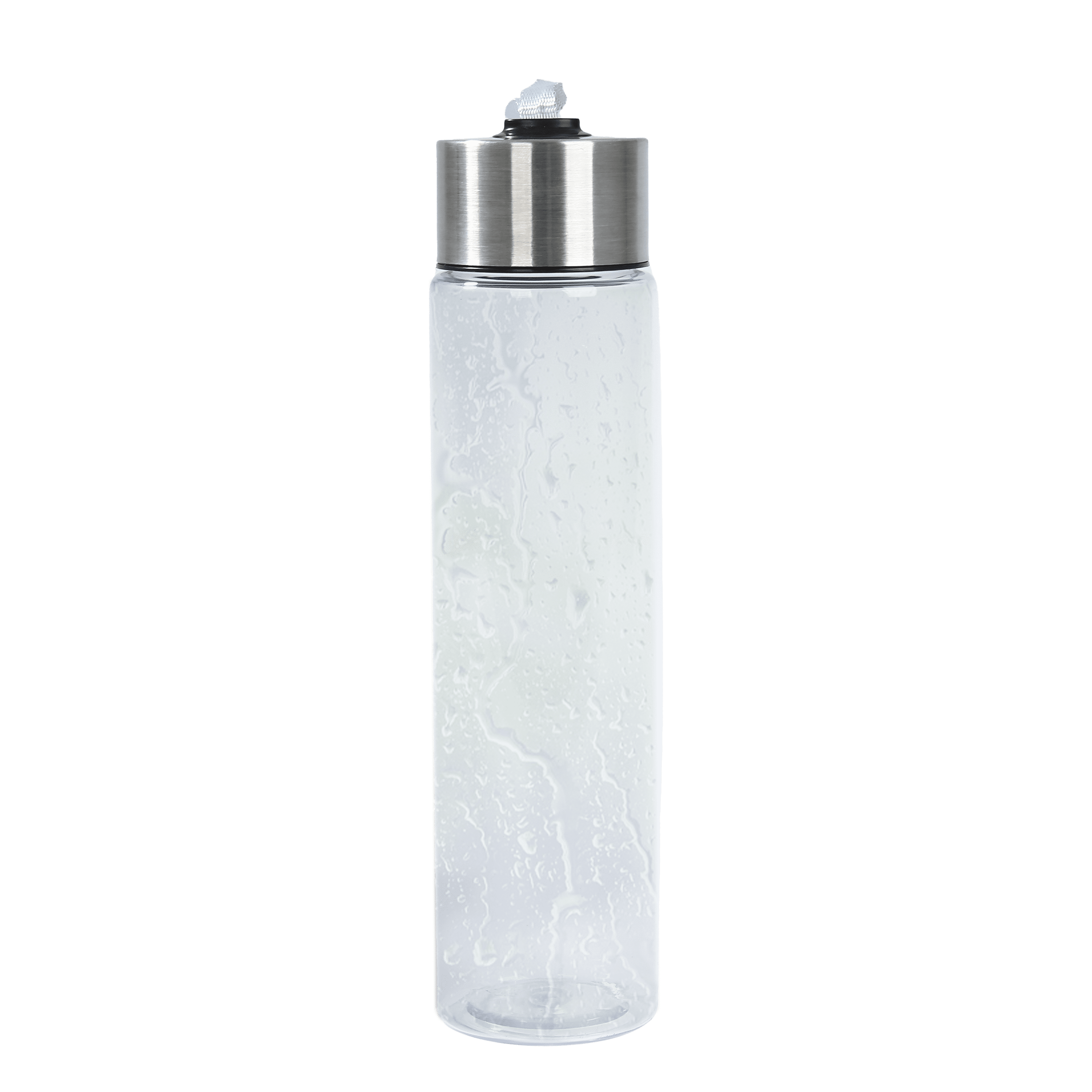 (6 pack) Mainstays 18 oz Clear Plastic and Stainless Water Bottle with Screw Cap Lid with Strap