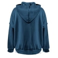 thumbnail image 5 of Tunic Tops for Leggings Plus Size Fall Loose Fit Hooded Long-sleeved Bell Drop Shoulder with Pocket Solid Color Leisure Polyester Hoodies Sweatshirts(Navy,L), 5 of 5