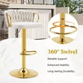 thumbnail image 4 of CQSXDA Set Of 2 Modern Velvet Braided Bar Stools With Adjustable Height Gold Metal Base Upholstered Bar Chairs, Beige,Gold, 4 of 14