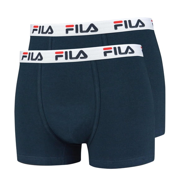 FILA Men's Boxer Shorts, Pack of 2 - Cotton, plain navy XL (X-Large)