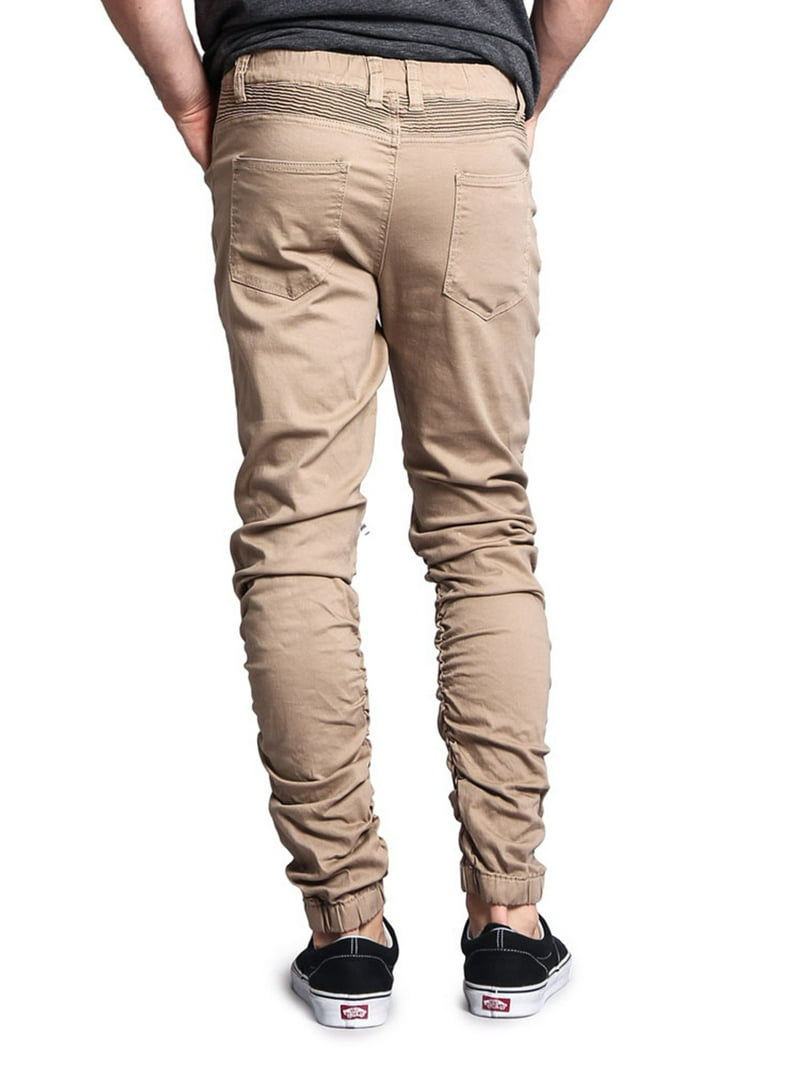 Victorious Men's Scrunch Stacked Biker Twill Jogger Pants