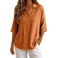 thumbnail image 5 of Oversized Tshirts for Women Lapel Short Sleeve Color Loose Daily Casual Top Summer Clothes for Women, 5 of 7