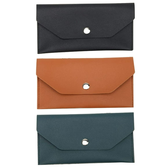 3Pcs Outdoor Envelope Wallet PU Cards Bag Button Wallet Portable Cards Pouch Storage Supply