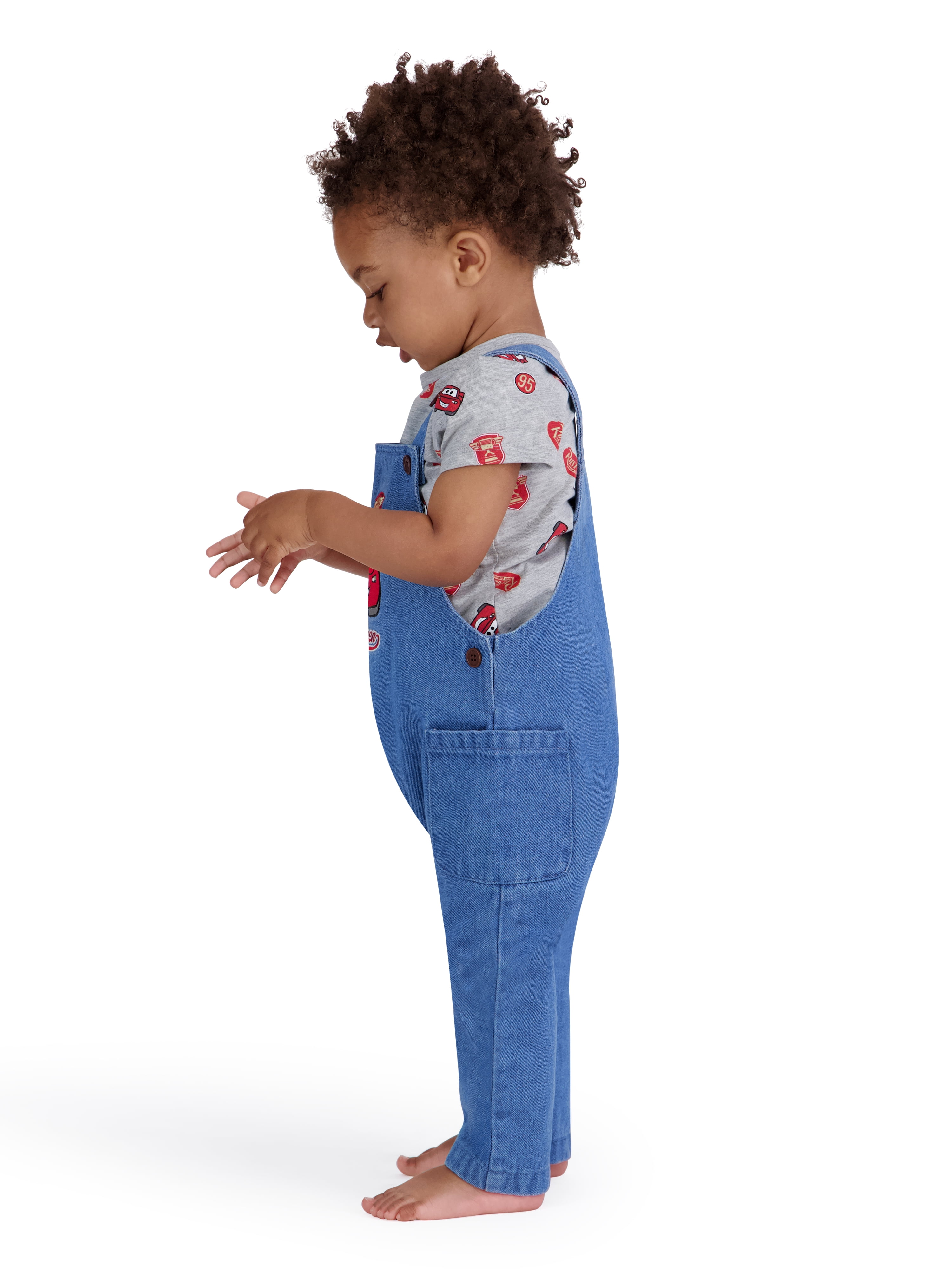 Cars Baby Boy 2 Piece Denim Overall Set, Sizes 0-24 Months