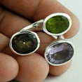 thumbnail image 2 of Genuine Smoky Quartz, Peridot & Amethyst Stackable Ring, 925 Sterling Silver, Multiple Stone Wedding Ring, Antique Design Jewelry For Women, Mothers Day Gifts, February August Birthstone Size 7, 2 of 4