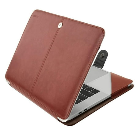 Mosiso MacBook Pro 16 inch Case 2019 Release A2141 with Touch Bar & Touch ID, PU Leather Shockproof Cover Folio Protective Stand Sleeve Case for New MacBook Pro 16", Brown