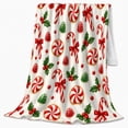 thumbnail image 2 of decorative motif Cane Peppermint Christmas Living Room Festive, Festive Holiday Scene, Warm Flannel Blanket for Living Room and Reading Nook, Art Lovers Christmas Gift, Festive Home Decor, 2 of 9