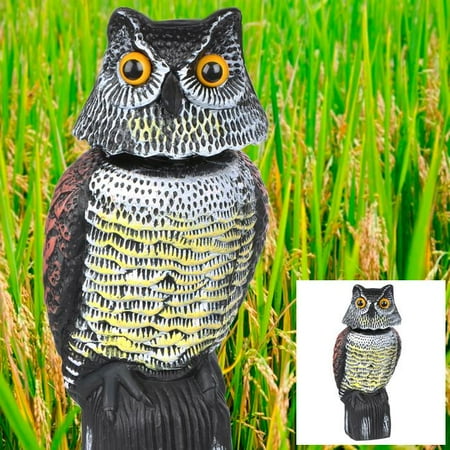 - Topeakmart Garden Protection Repellent Bird Scarer Natural Enemy Scarecrow Rotating Head Realistic Owl