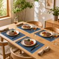 thumbnail image 4 of Unique Bargains 4 Pcs Rectangular Solid Color Flax Placemat 17.72"x11.81" Blue, 4 of 5