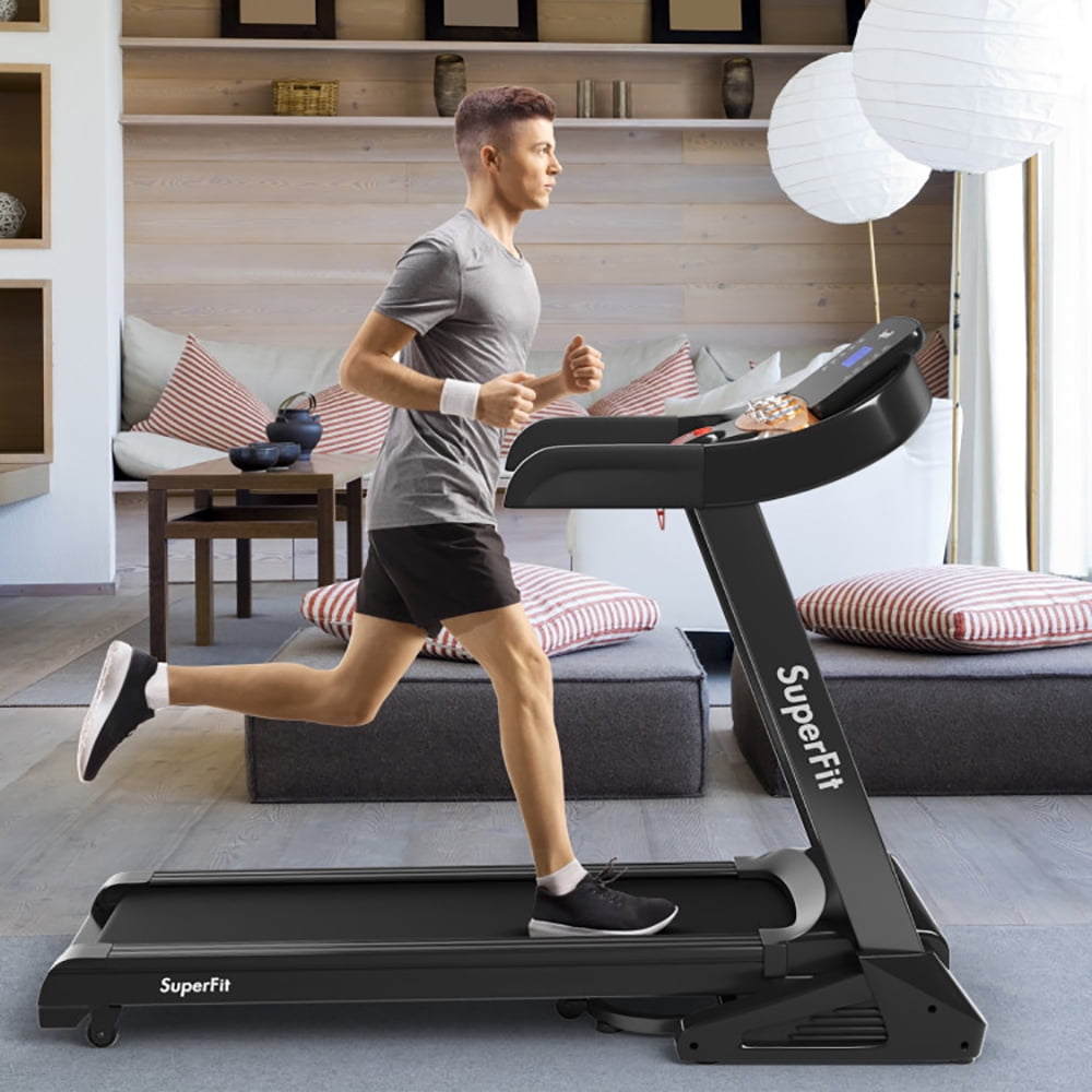 Topcobe 3.75HP Electric Folding Treadmill with Auto Incline 12 Program APP Control, Indoor Fitness Equipment, Modern Sports Equipment