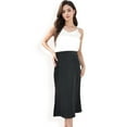 thumbnail image 4 of Women's Satin Midi Skirt With A-Line Silhouette And Elastic Waistband- Black,Small, 4 of 7