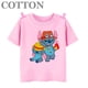 thumbnail image 3 of 2024 Disney Anime Stitch Moda Verano Niños Múltiples Dibujos Animados Algodón Camisetas Cuello Redondo Casual Manga Corta Estampado Patrón, 3 of 5