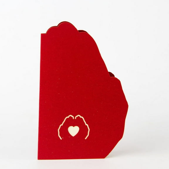 ULTNICE Heart Shape Card Paper Red 3D Design for Lover 1Pcs