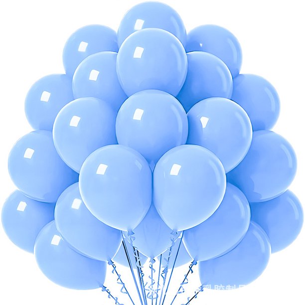 Xiao Hua Globos de látex de helio de 10 pulgadas, serie Macaron, 60 unidades, para fiestas, cumpleaños, graduaciones, baby showers, béisbol, fiestas náuticas, bodas, decoraciones, azul claro.