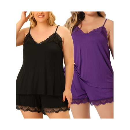 NOMADIC NOOK Women s Plus Size Sleepwear Pajamas Lingerie Lace Cami Packs Nightwear