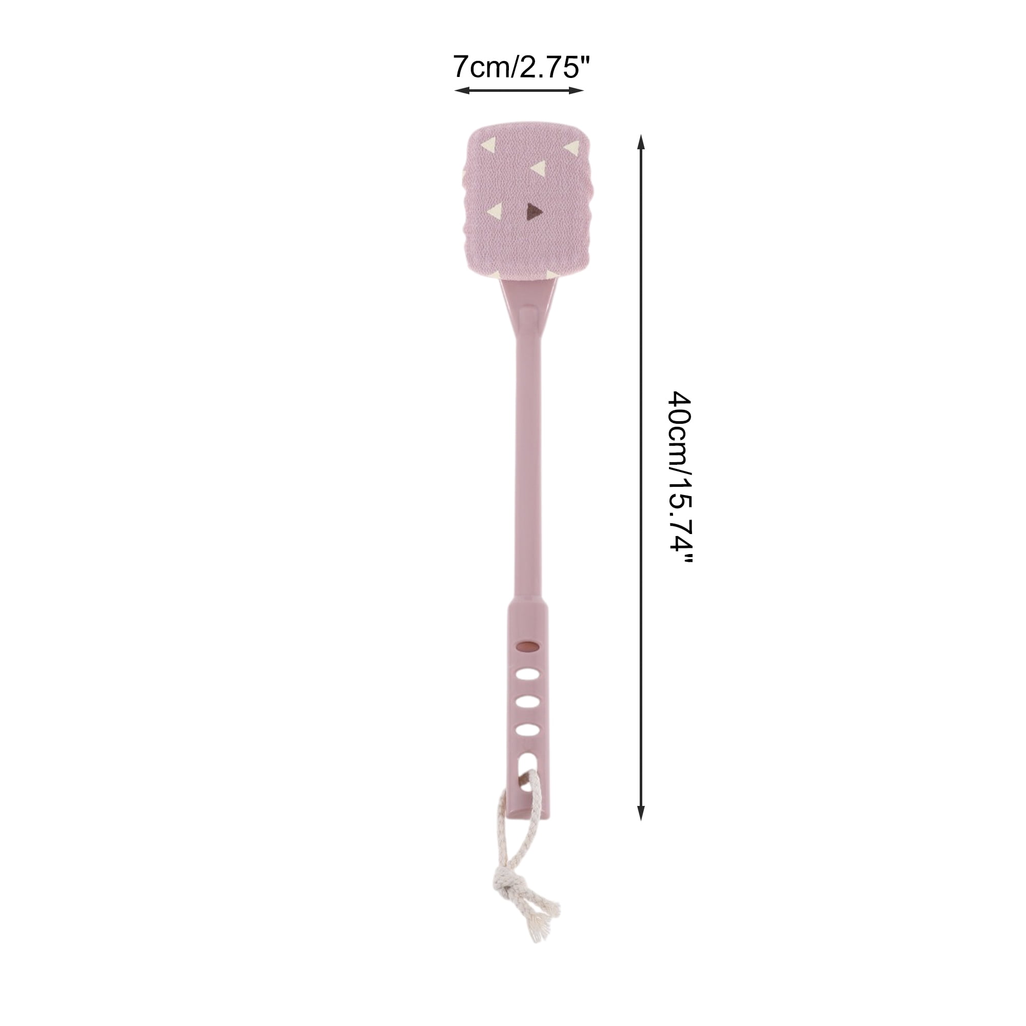 Unique Bargains Long Handle Bath Brush 15.74"x2.75"x1.18" 1 Set Pink Fine Sand
