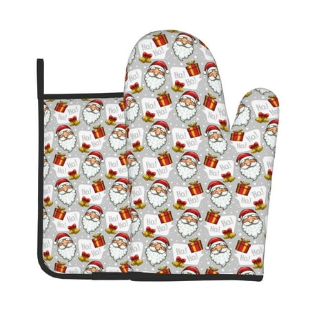

Vsdgher Christmas Santa Claus Oven Mitts and Pot Holders 2 pcs Set High Heat Resistant Kitchen Oven Glove for Baking and Cooking