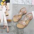thumbnail image 2 of asdoklhq Wedge Sandals for Women,Summer New Style Flat Sandals Flower Rhinestone Sandals Open Toe Beach Sandals, 2 of 9