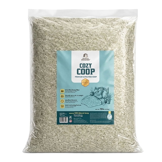 Premium Poultry 10 Lb Hemp Cozy Coop Siftable Chicken Bedding for Coops & Small Animals