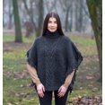 thumbnail image 2 of SAOL 100% Merino Wool Women's Aran Cable Knitted Poncho Irish Cape High Neck Sweater Made in Ireland, 2 of 5