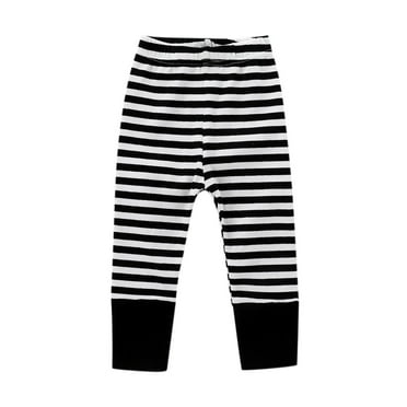 Kiijoy Boys Striped Leggings Cotton Soft High Rise Pants for Kids, Sizes 0-6M