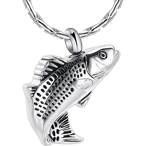 Fish Urn Cremation Necklace for Ashes Urn Necklaces for Human Ashes in Loving Memory of Dad Fishing Locket Ashes Holder Keepsake Cremation Memorial Pendant Jewelry